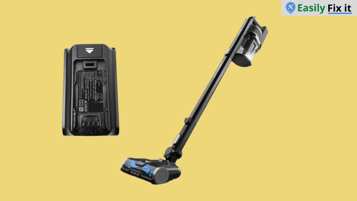 Model and battery label on a Shark cordless vacuum